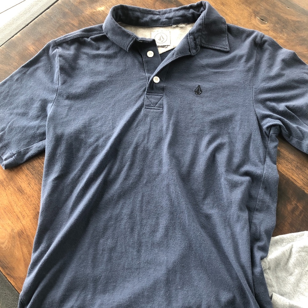 Boys Volcom Navy Blue Polo Shirt, Size S